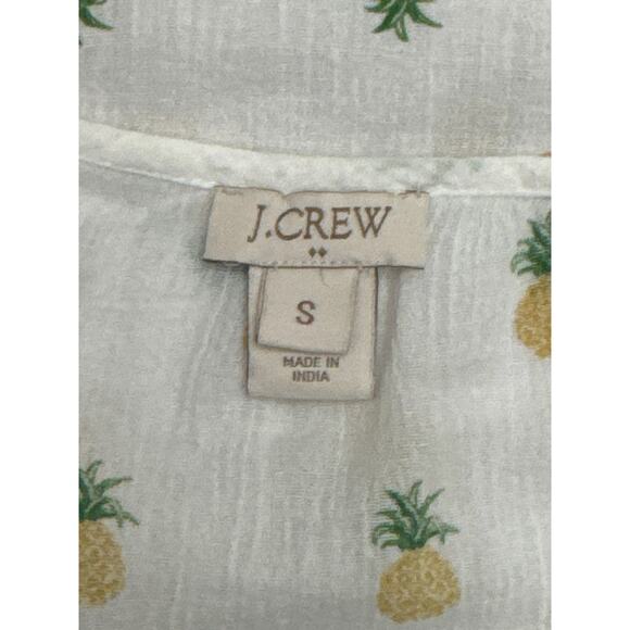 J. Crew White Pineapple Print Cotton Gauze Blouse Top Size Small - Picture 5 of 6